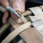 Owen Jones making an oak swill at Hatfield Living Crafts fair 2017